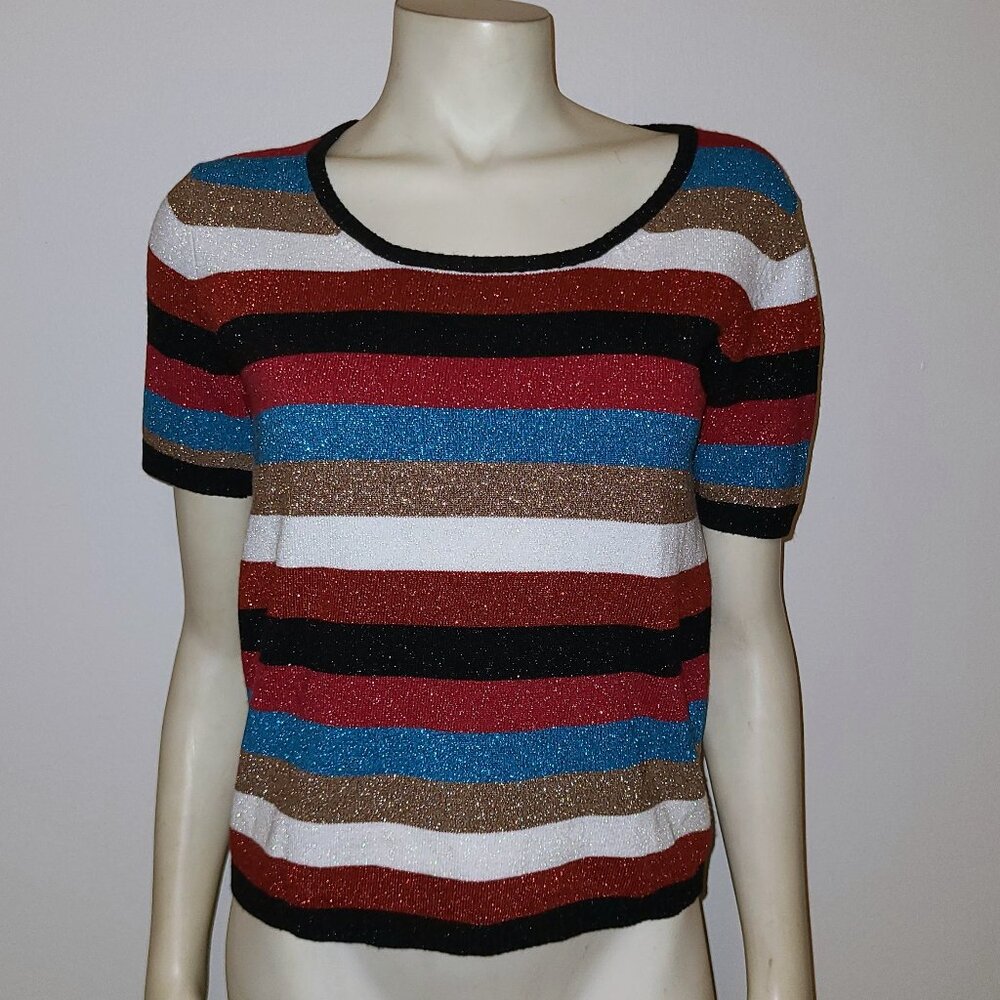 FRENCH CONNECTION Sparkle Stripe Top, Size Large